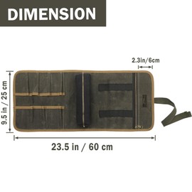 Tool Organisation Roll, Heavy Duty 16 oz Waxed Canvas Tool Roll with 1 Removable Zip Pocket & 7 Tool Slots - Tool Storage Bag for Mechanics Plumbers Truckers