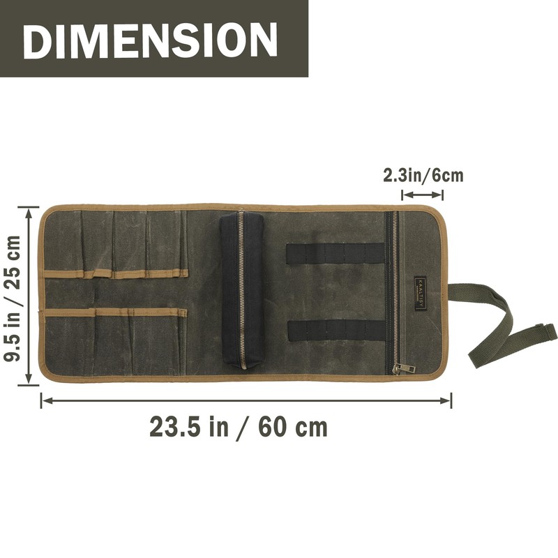 Tool Organisation Roll, Heavy Duty 16 oz Waxed Canvas Tool