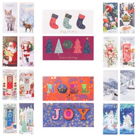 evelay Christmas Cards Pack 16 Slim Traditional Festive Door Photo Xmas Card Set with White Envelopes Included (Door)