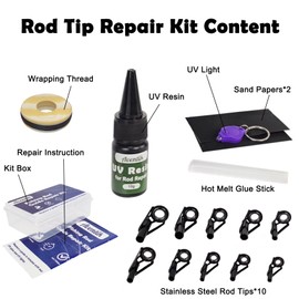 Aventik Fishing Rod Tip Repair Kit - Includes Eyelet Replacements & Tools UV tip(UV Glue kit)