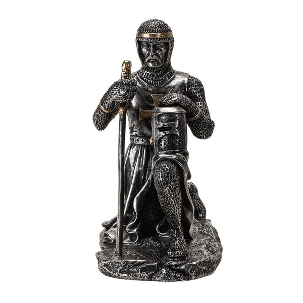 Pacific Giftware Kneeling Medieval Knight Figurine with Sword and Shield