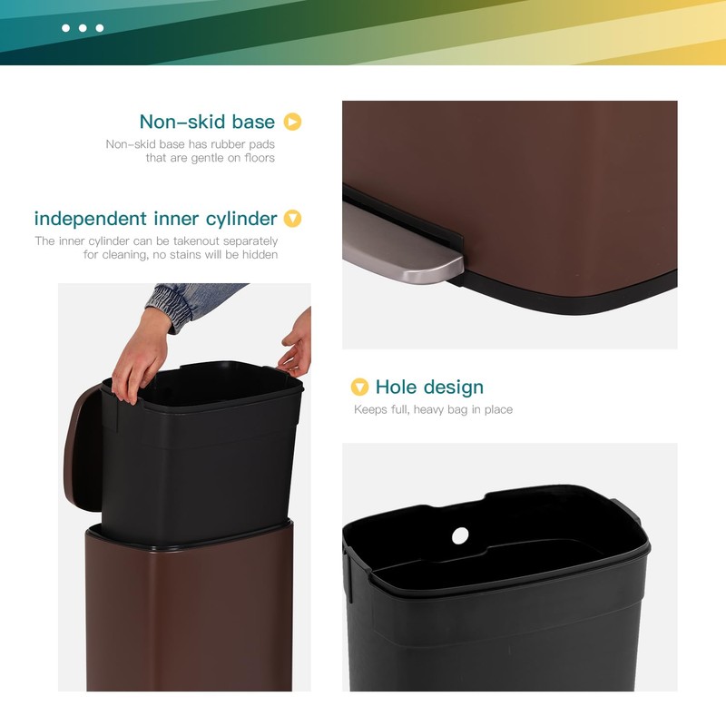 FDW Kitchen Trash Can with Lid for Office Bedroom Bathroom