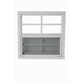 Shed Window 16x16 White - Vertical Slider with Tempered Glass & Bug Screen