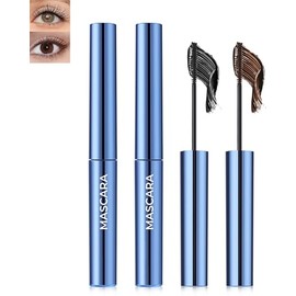 2Pcs Brown& Black Tubing Mascara, Volumizing Defining Curling Waterproof Smudge proof& Long Lasting Mascara for Older Women 60 Plus, Lightweight No Clump Sparse Lashes with Tiny Brush for Women Girls
