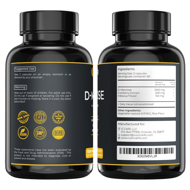 Urinary Tract Infection Treatments D Mannose 1000mg Capsules - Potent