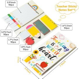 Thank You Teacher Gifts, Best Christmas Teacher Gifts for Women Sticky Notes Tabs Note Pads Set, Thank You Gift Teacher Office Stationery Supplies Leaving Gifts for Teachers Thanksgiving Retirement