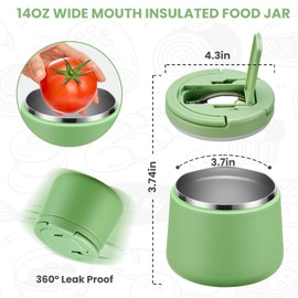 Itslife Thermal Food Container, 420 ml, Stainless Steel Food Storage Container with Buckle Lid and Spoon, Thermal Lunch Box, Children, Leak-Proof, Food Container for Picnics, Schools and Offices