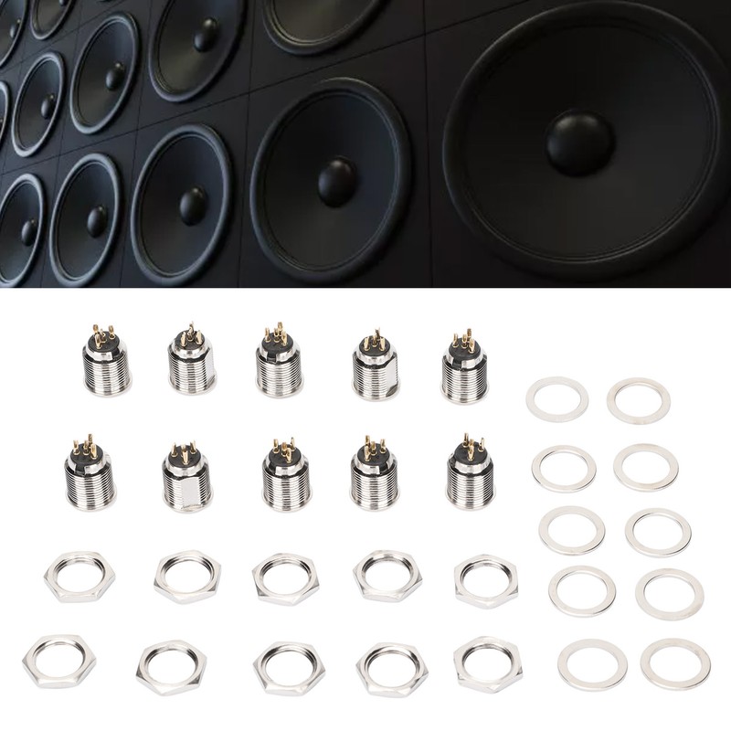 10Pcs XLR Male Socket 4 Pin Metal Panel Mount Male