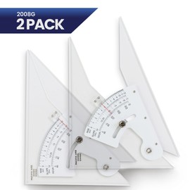 2 Pack Pacific Arc Adjustable 8 Inch Triangle Plain Edge for Drafting, Architect, Engineer