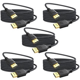 DteeDck 8K Display Port Cable 10 FT 5 Pack, DP Cables DisplayPort 1.4 DP Cord 10ft (8K@60Hz, 4K@144Hz, 2K@240Hz, 32.4Gbps) Compatible for Computer Monitor PC Gaming Laptop