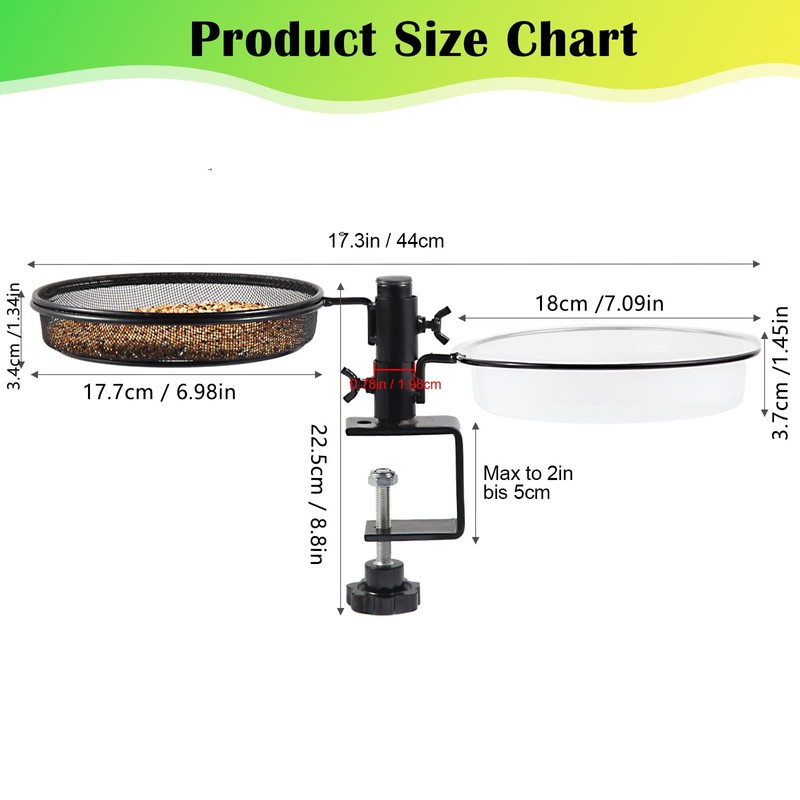 HRAYLTOP Deck Bird Feeders with Metal Mesh Tray and 2