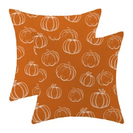 BETGINY Fall Pillow Covers 18X18 Inch Set of 2 for Fall Decor Throw Pillow Covers Orange Pumpkin Cushion Cases Autumn Thanksgiving Decorative Outdoor Pillows for Couch Home Sofa Living Room
