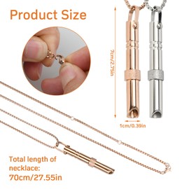 Nivofu 2 Pcs Breathlace Stop Vaping Necklace, Anxiety Whistle Breathing Necklace in 2 Colors, Portable Stress Relief Mindful Necklace, Stainless Steel Breathing Necklace, Anapana Breathing Necklace