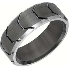 Wheel Tire Ring Biker Ring Tire Ring for Men Wedding (Black, 8)