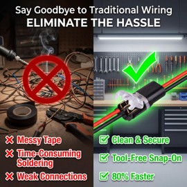 50Pcs No Stripping Quick Connect Wire Connectors, 2 Pin Solderless Double Wire Plug-in Connectors with Locking Buckle, 18-22AWG Low Voltage Splice Connectors for LED Strip Lights, Automotive Wiring