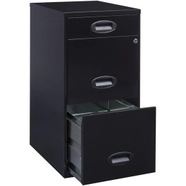 Hirsh Industries Space Solutions 3 Drawer Metal File Cabinet with Pencil Drawer Black