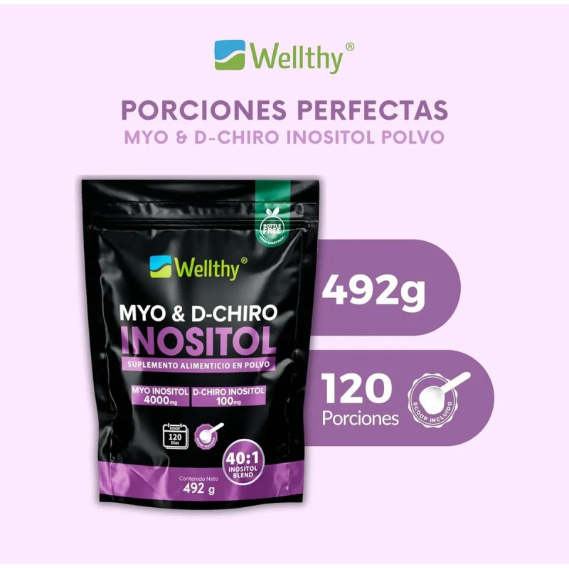 Myo Y D-chiro Inositol 492gr Wellthy 40:1, 120 Porciones