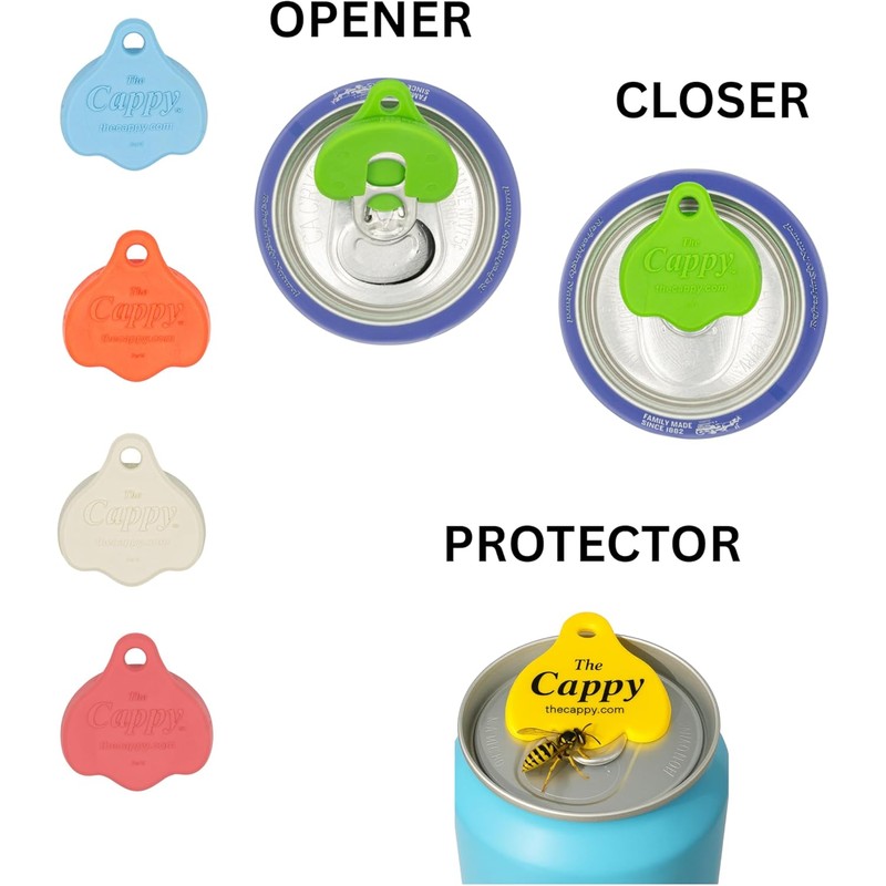 The Cappy (4-pack) Reusable Beverage Can Opener & Closer -