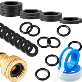 24 Pieces Rubber Hose Washer Tap Sealing Rings Set with 2 Pieces 12 mm PTFE Thread Seal Tape, Including 1/2 Inch Tap Connector Washer, Hose O Rings and 3/4 Inch Shower Hose Washers for Garden Fitting