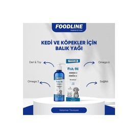 Foodline Fish Oil 200 ml, Omega 3&6 İçerikli Balık Yağı, Kedi ve Köpekler İçin Tüy ve Genel Sağlık Destekleyici
