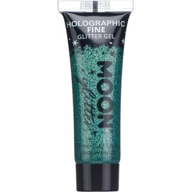 Moon Glitter Gel Holográfico para rostro y cuerpo – 0,40 fl oz – cara con purpurina, Verde, 12ml
