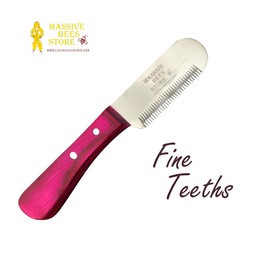 Massive Bee Store Dog Grooming Coat Stripping Knife Stripper Trimmer Tool Wooded Handle tripping Knives Set of 6 in Stainless Steel non slip tool for grooming dogs (Pink)