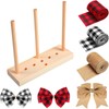 Wooden Ribbon Bow Maker with 3 Rolls Wired Burlap Craft