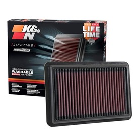 K&N Filtro de aire del motor: alto rendimiento, premium, lavable, filtro de aire de repuesto para coche: compatible con Hyundai/Kia L3/L4 2017-2019 (Elanta, i30, Kona, Veloster, Cee d, Forte), 33-5050