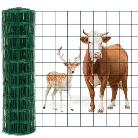 Gisafai Galvanized Welded Wire Fence 4 ft X 50 ft for Dog Chicken Hog Deer Goat Cattle 16GA Garden Border PVC Coated Fencing Roll Border Yard Vegetable Plant Animals Protection Poultry Netting(White)