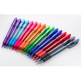 Pentel RSVP Medium Point Pens - Ballpoint - 1.0 mm - Clear Barrel - Assorted Ink Colors, Pack Of 16