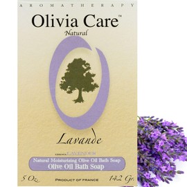 OLIVIA CARE Lavender Bar Soap- Natural, Organic & Vegan - For Face & Body. Cold-Pressed Triple -Milled. Hydrating, Moisturizing. Infused Calcium & Vitamins - 5 OZ