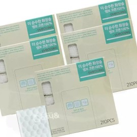 Make The Pure 클렌징티슈메이크 더순수한 화장솜 엠보코튼 210P 박스형 5개 크업 메이크업 Cleansing Tissue Make Pure Cotton Embossed 210P Box Type 5 Pieces Makeup Remover Wipes