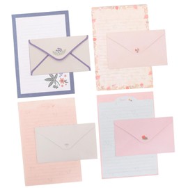 Operitacx 4 Sets Cute Floral Writing Paper with Envelopes Cartoon Themed Stationery Kit for Letters Notes and Invitations Ideal for Creative Writing and Personal Correspondence
