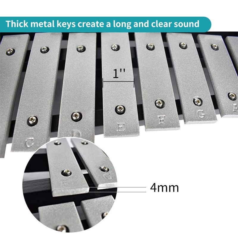 ENNBOM 30 Notes Foldable Glockenspiel Xylophone Vibraphone Percussion Instrument (Black