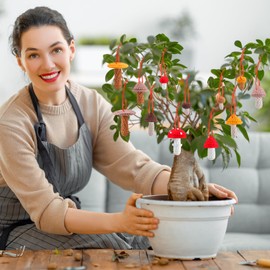 DoubleFill 12 Pcs Christmas Crochet Mushrooms Ornament Miniature Mushroom Craft Knitted Mushroom Decorative Tiny Mushroom Mini Mushroom Decor for Christmas tree Home Decoration, Without String