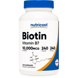 Nutricost Biotin (Vitamin B7) 10,000mcg (10mg) Vitamin Supplement, 240 Capsules - Vegetarian, Gluten Free, Quick Release, Non-GMO