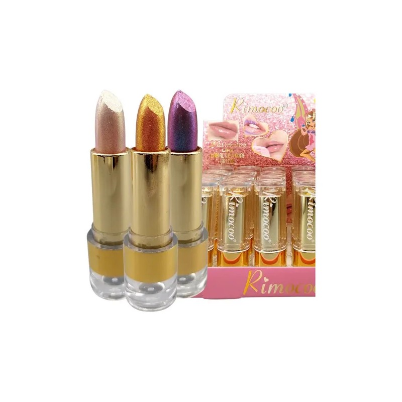 Labial Kit6 Lipstick Brillo Color Tornasol Maquillaje Rococo