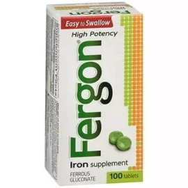 Fergon 3 Pack Fergon Iron Supplement Tablets with High Potency  100 ct Each