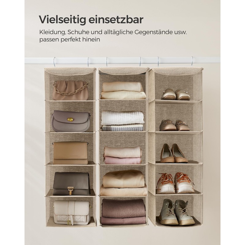 SONGMICS Hanging Organizer Closet Organizer Hanging Shelf Hanging Storage Foldable
