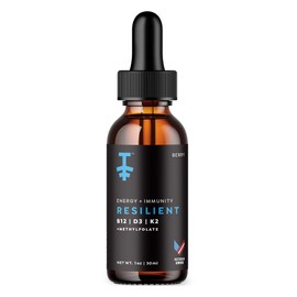 PROTEKT Resilient Vitamin D3 K2 B12 Drops - Liquid B12 K2 D3 Vitamin Supplement with Methylfolate, Liquid Drops for Energy & Recovery, Methy Folate for Sleep & Mood - Natural Berry 30mL