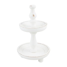 Mud Pie White Small Tiered Server, 12" x 8" dia