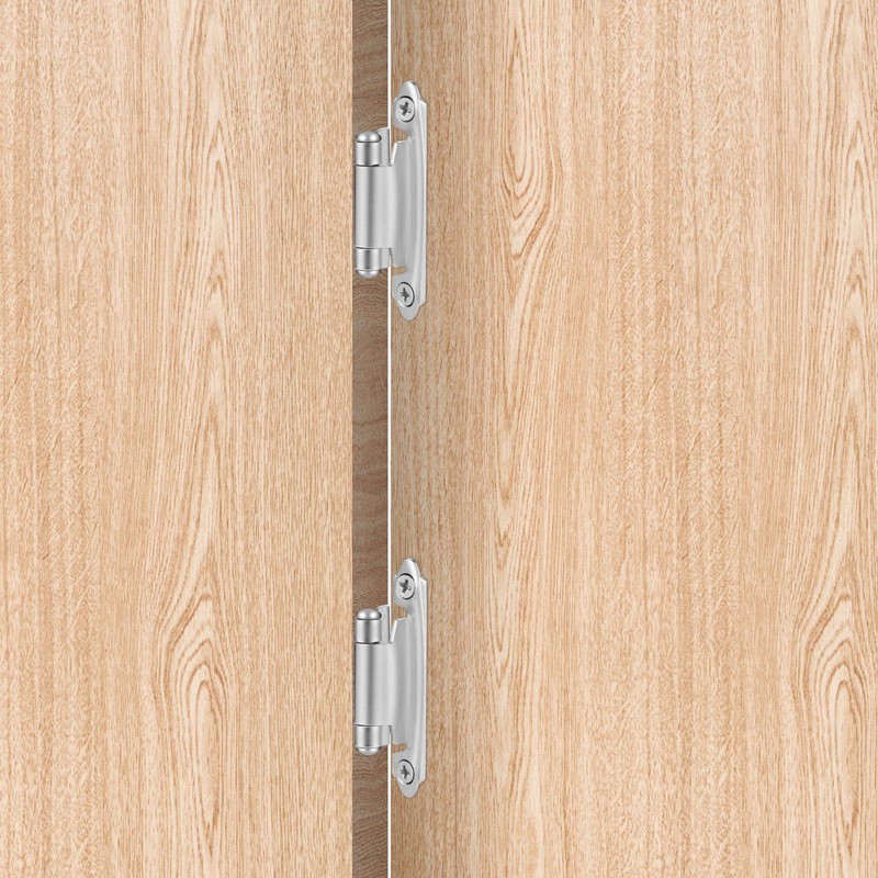 Satin Nickel Self Closing Kitchen Flush Cabinets Hinge 10 Pair