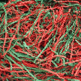 Uptotop 4oz Crinkle Cut Paper Shred Filler for Gift Wrapping Basket Filling, Birthday, Christmas, Thanksgiving, Wedding, Mother's Day, Red and Green (4 oz)