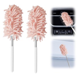 GEDEUBAN 2 PCS Pink Mini Car Duster Interior Retractable for Cleaning of Vehicle Details Offices, Windows, Furniture