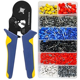 Haisstronica Ferrule Crimping Tool Kit,Self-Adjusting Square Wire Crimper Plier for AWG23-7 with 1200PCS Red Copper Wire End Terminals,Sleeves Ferrule Ratchet Wire Crimping Tool-Ferrule Crimper Kit