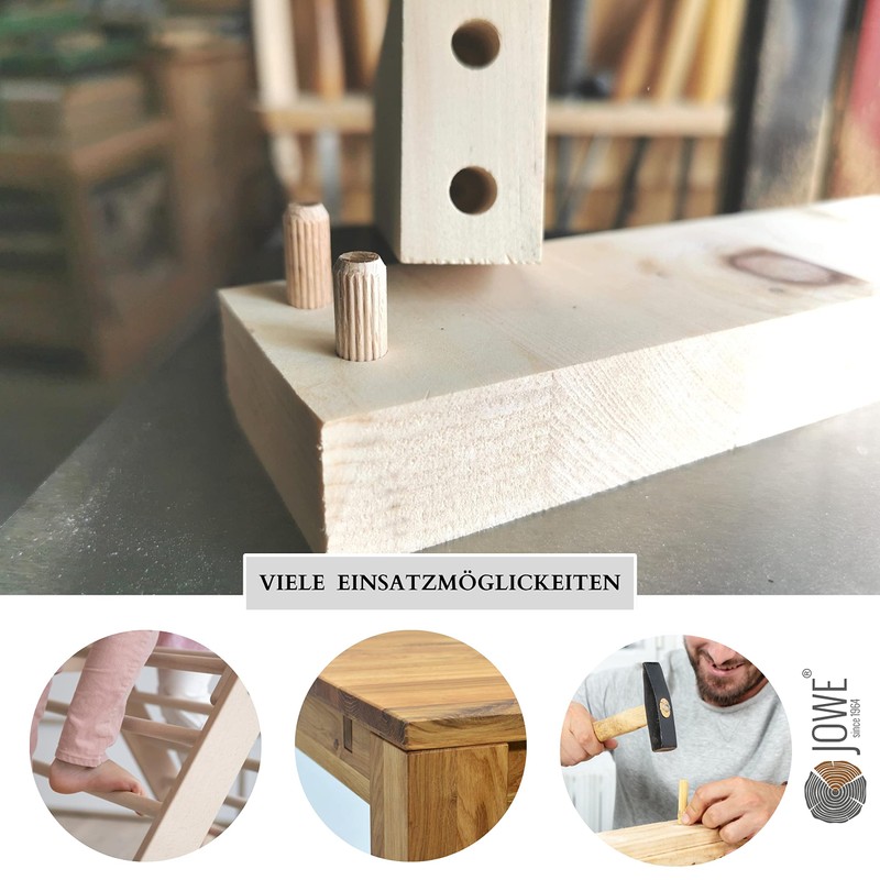 JOWE Dowel Pins 16x100mm, 25 pcs | Wooden Dowels 16