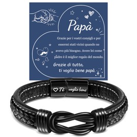 YELUWA For My Dad Gifts, Dad Bracelet, Leather Bracelet with Engraving I Love You Dad Gift Birthday Gift Christmas for Dad Gifts Dad Motivational Gift Men's Gifts IT, Stainless Steel, Bead