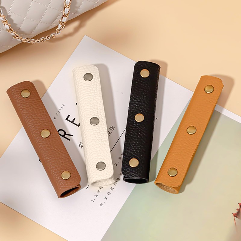 Boguish Handbag Handle Wrap Covers 13x9cm, PU Leather 3 Buckle