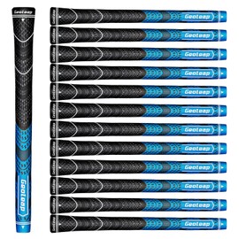 Geoleap 13-Piece Cord Rubber Golf Grip Set, Hybrid Golf Club Grips, Standard/Medium, 10 Color Options (Blue, Standard)