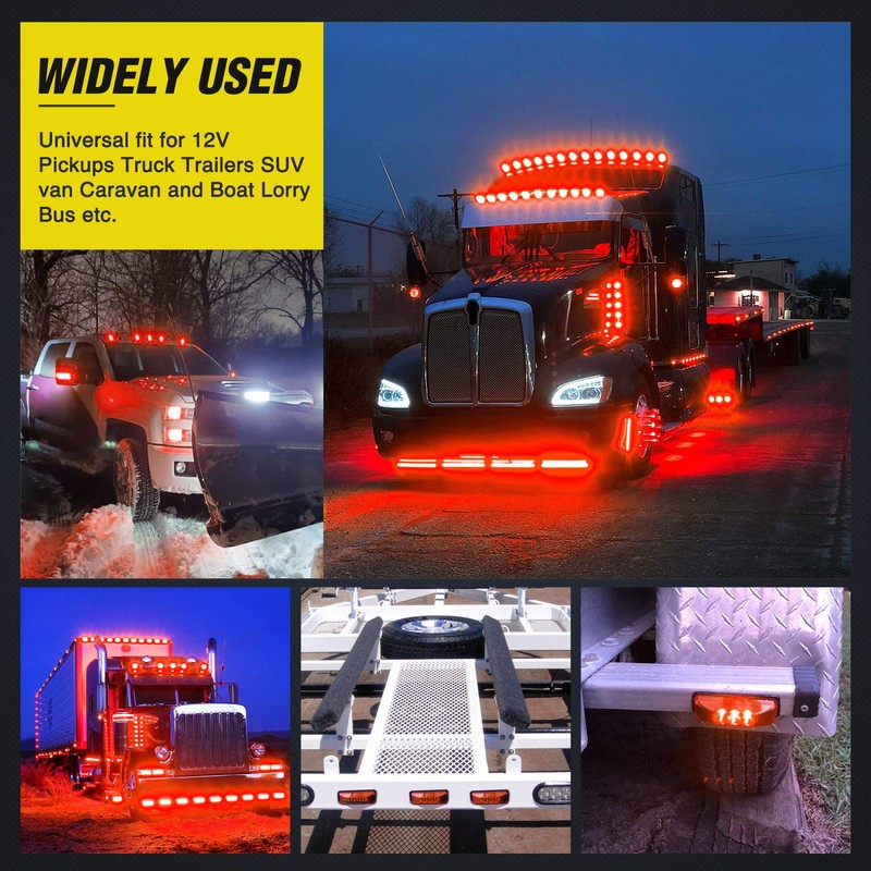 Nilight - TL-32 2PCS 3.9Inch 3 LED Truck Trailer Red